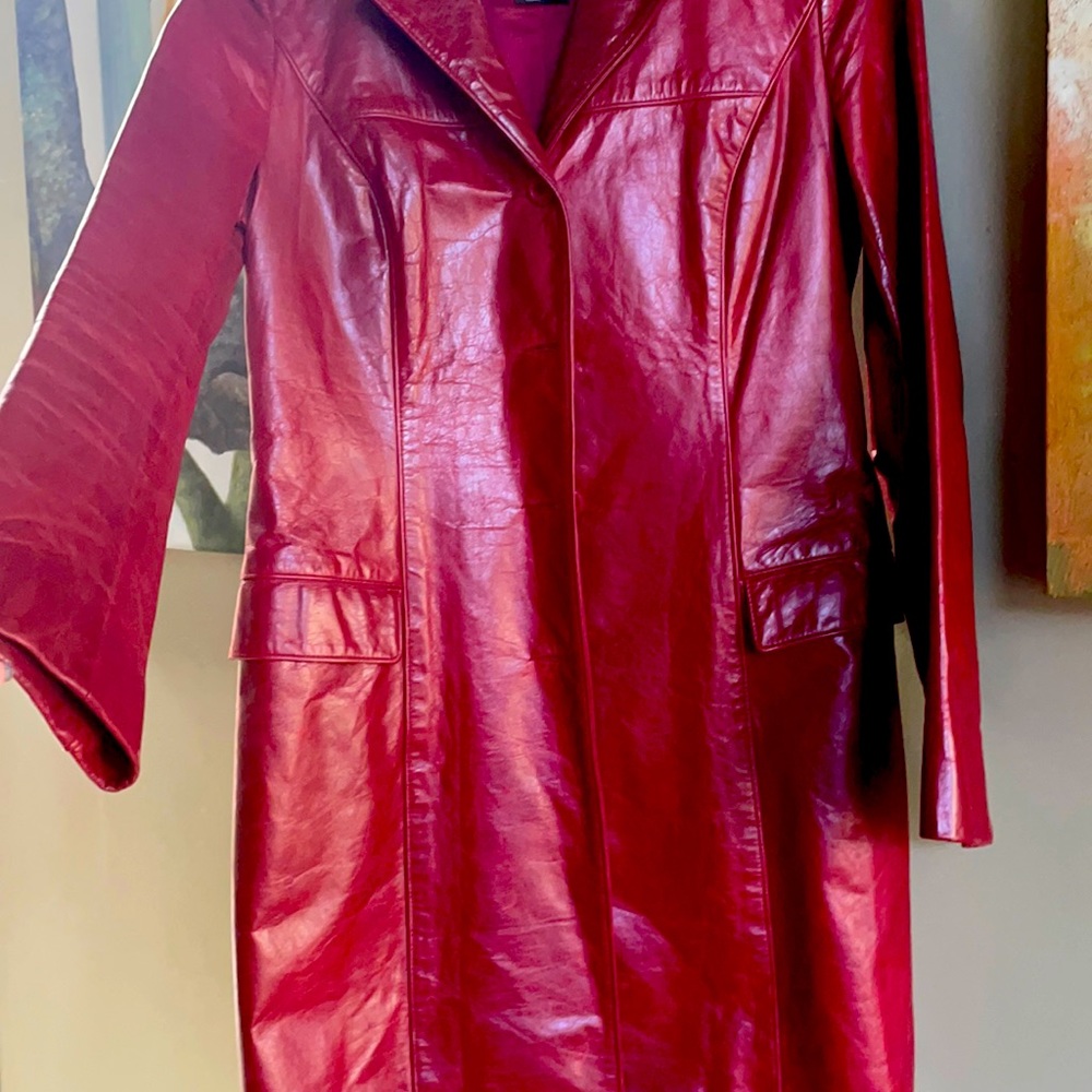 Red leather coat